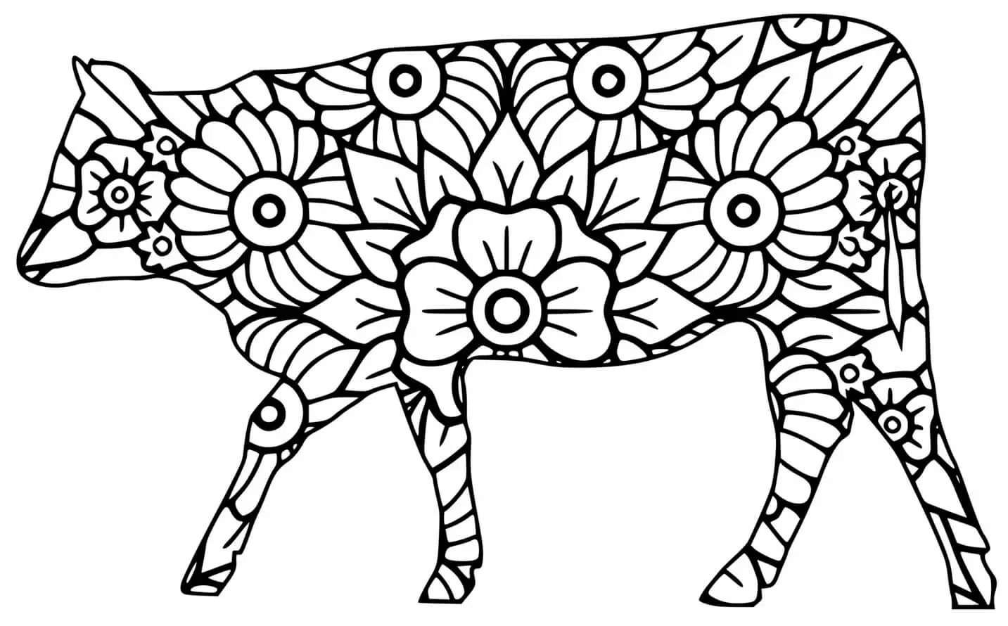 Coloriage Veau Vache Mandala Adulte - Vache à imprimer