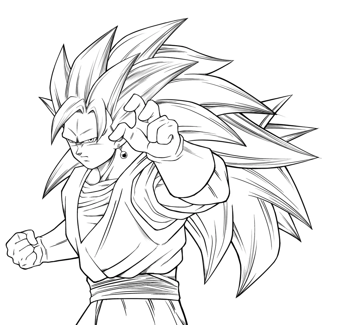 Kleurplaat Vegito Super Saiyan 3 kleurplaten – Dragon Ball Z om te printen