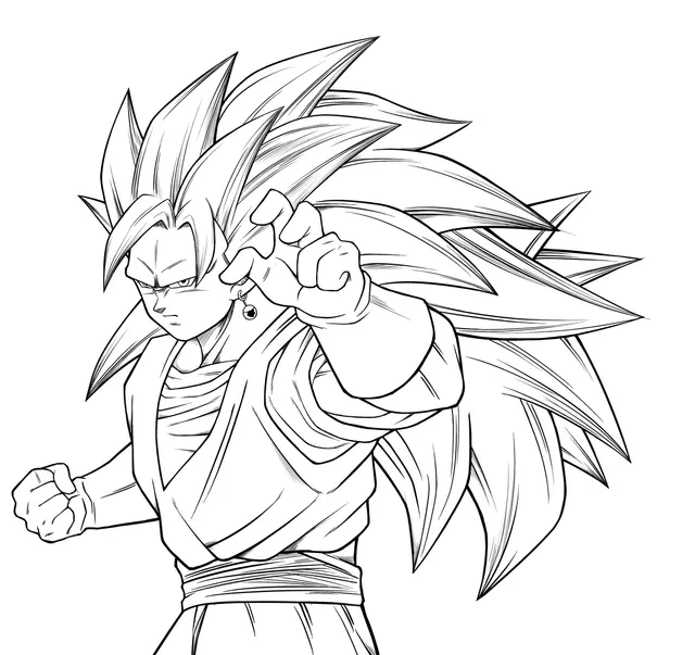 Coloriage Vegito Ss3 By Karoine Dragonballz - Dragon Ball Z (DBZ) à imprimer