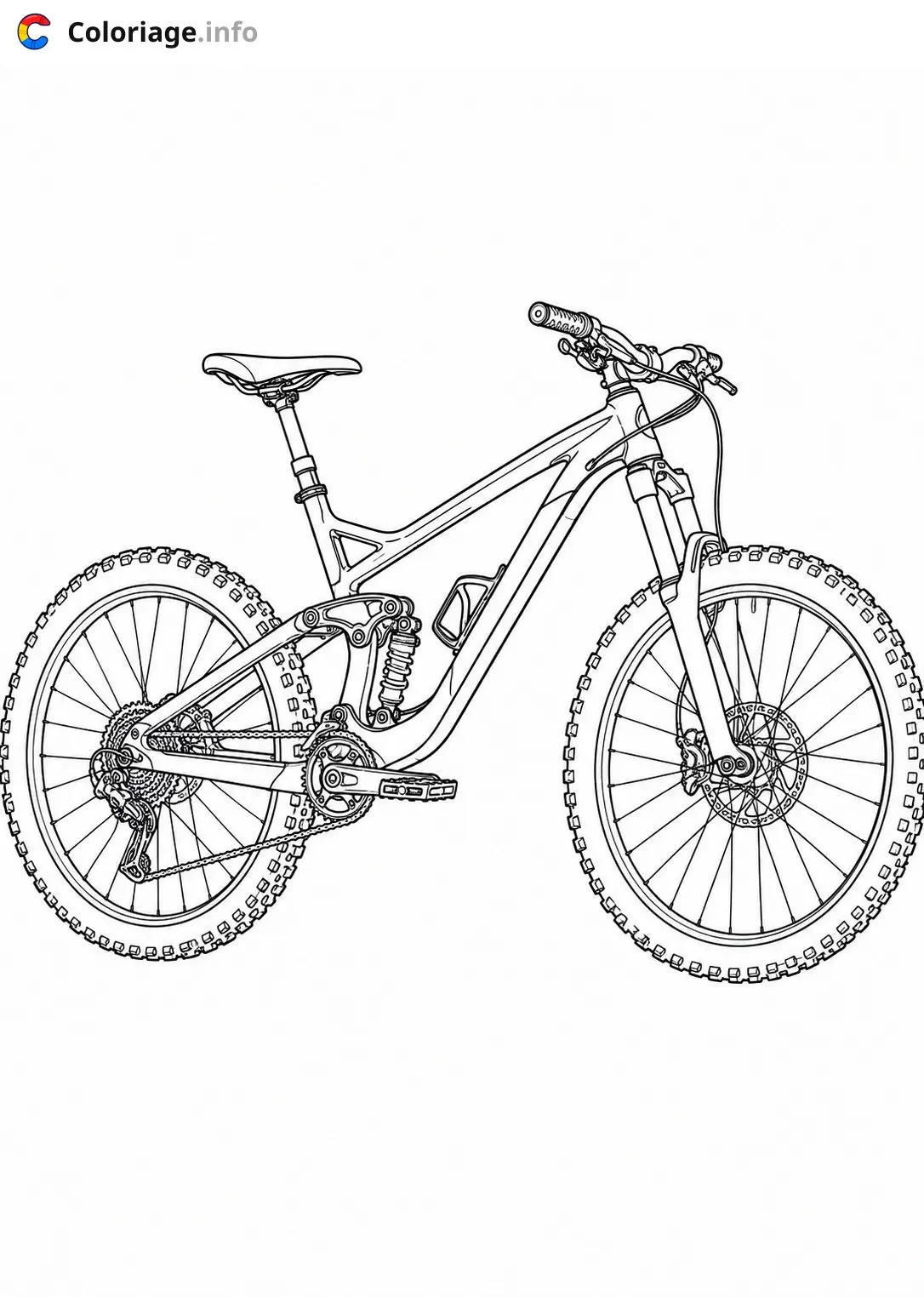 Coloriage Vélo de montagne tout suspendu - Vélo à imprimer