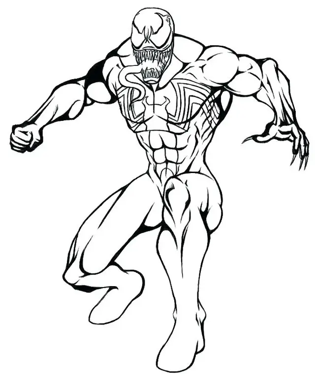 Coloriage Venom De Spiderman Mode Defense - Venom à imprimer