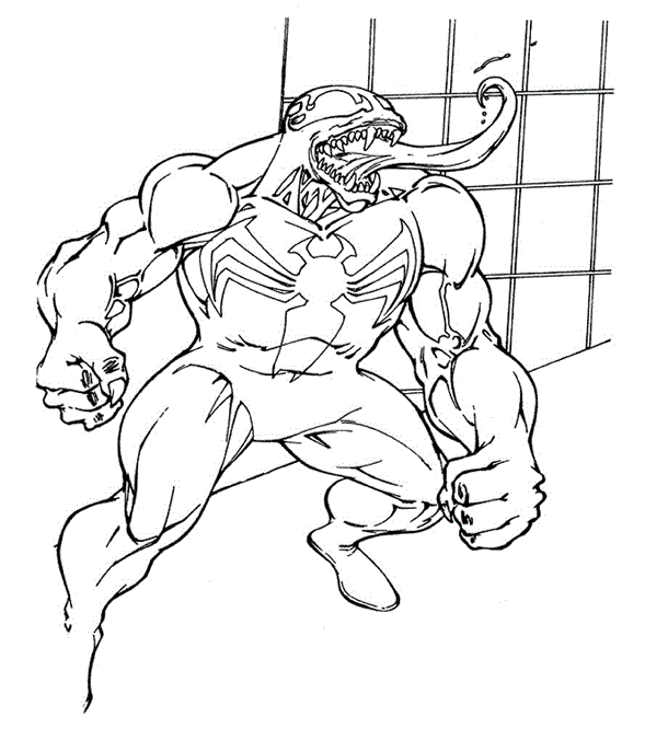 Coloriage Venom créature symbiote menaçante - Venom à imprimer