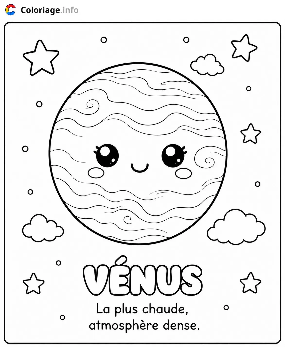 Venus: The Hottest Planet with a Dense Atmosphere coloring page – Planète – to print