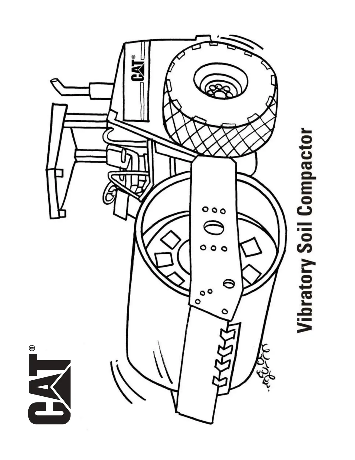 Ausmalbild Vibrationswalze – Schwerer Bodenverdichter zum Ausdrucken