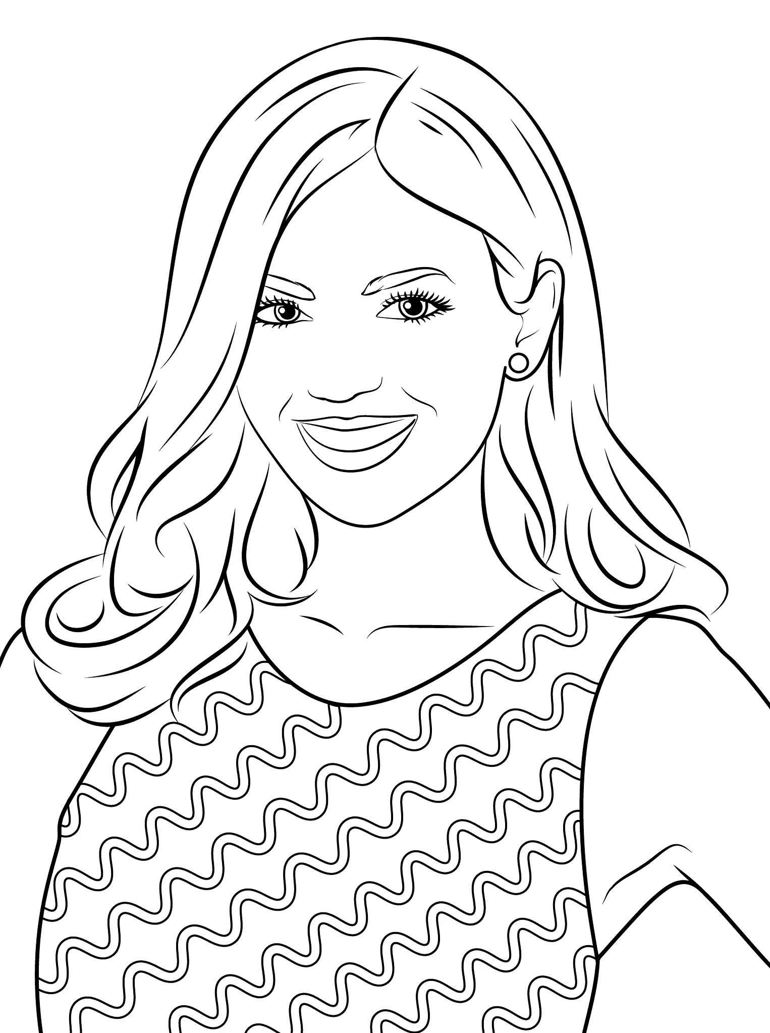 Coloriage Victoria Justice Célébrité Star - Fille ado à imprimer