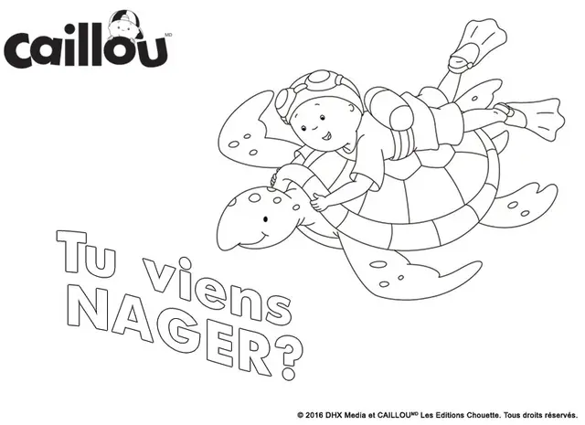 Coloriage Viens Nager Avec Caillou Et La Tortue - Caillou à imprimer