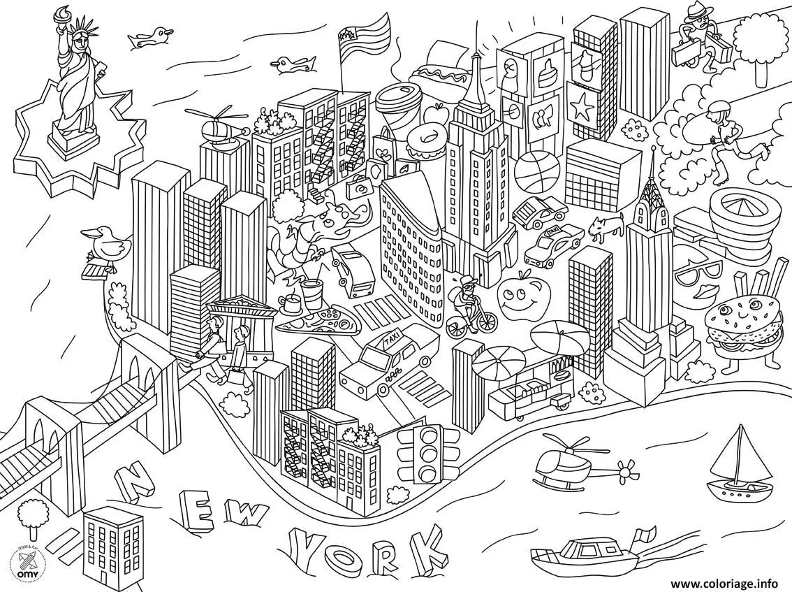 New York City coloring page to print