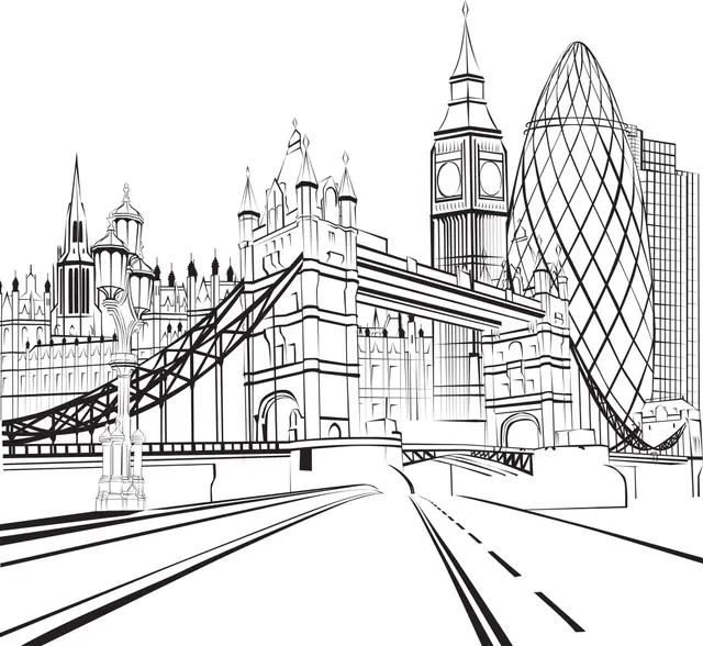 Coloriage Ville Londres - Ville à imprimer