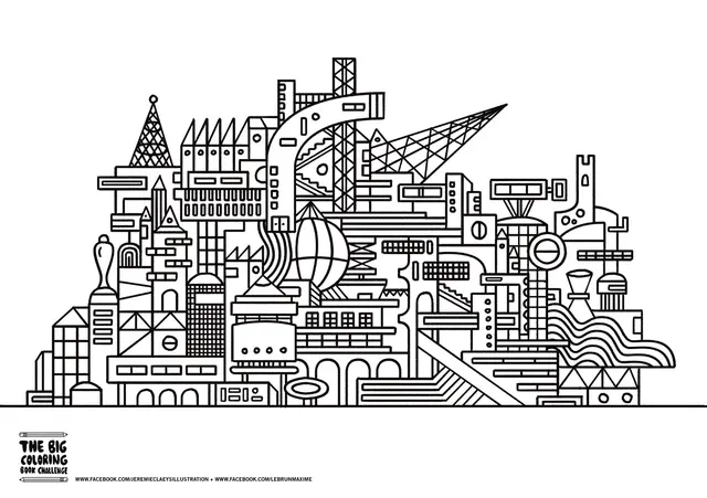 Coloriage Ville Moderne Twisted City - Ville à imprimer