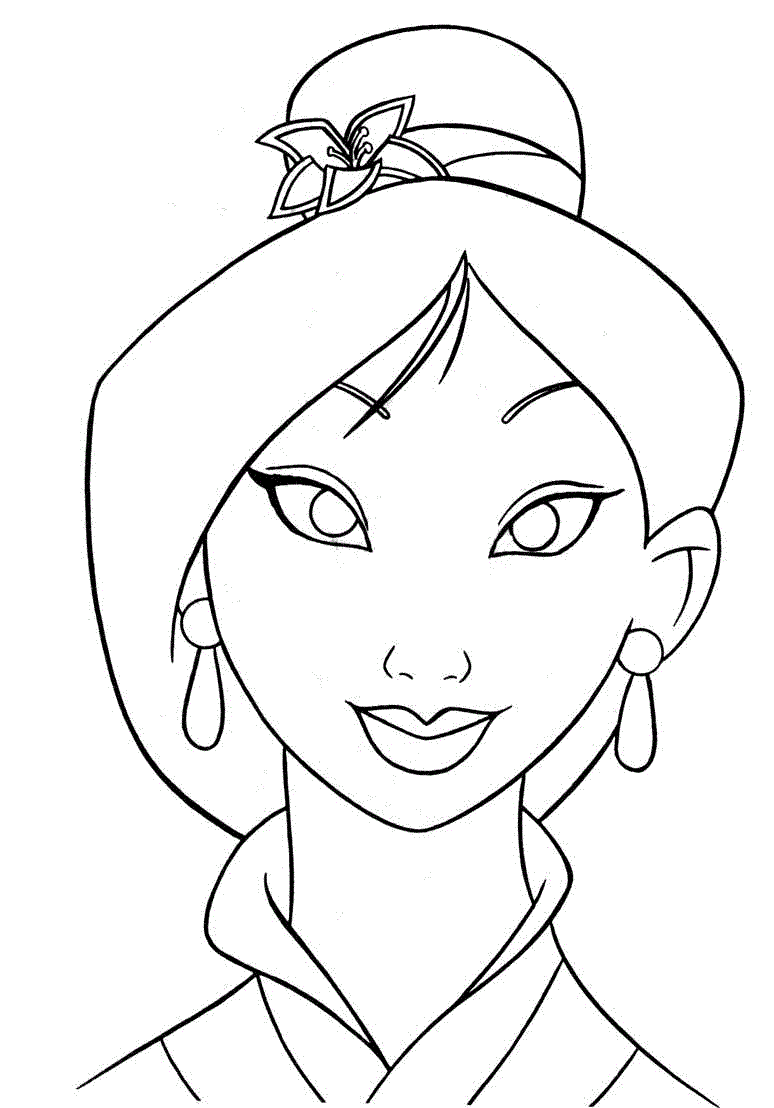 Coloriage Visage De Princesse Mulan - Mulan à imprimer