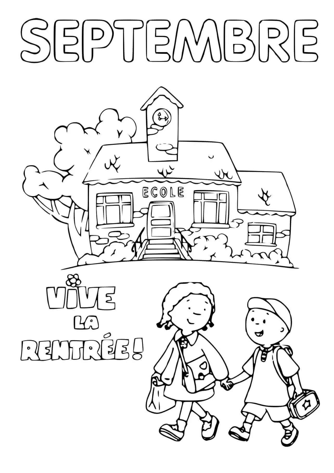 Coloriage Vive La Rentrée Septembre - Septembre à imprimer