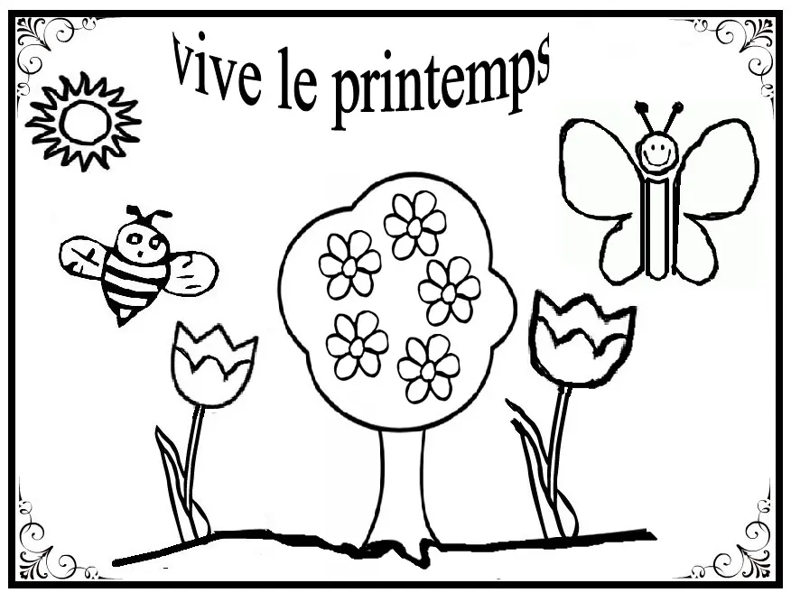 Simple Spring Celebration for Preschoolers coloring page to print