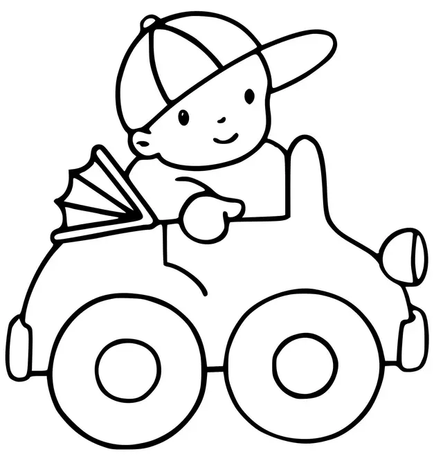 Coloriage Voiture Avec Enfant Au Volant Maternelle - Enfants à imprimer