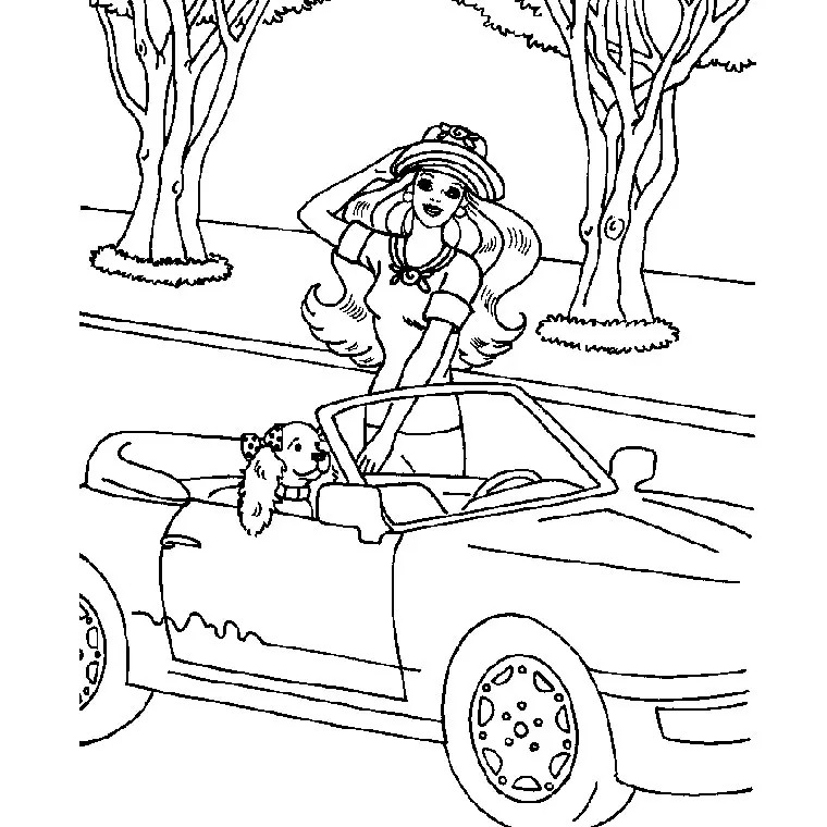 Coloriage Voiture Barbie - Barbie à imprimer