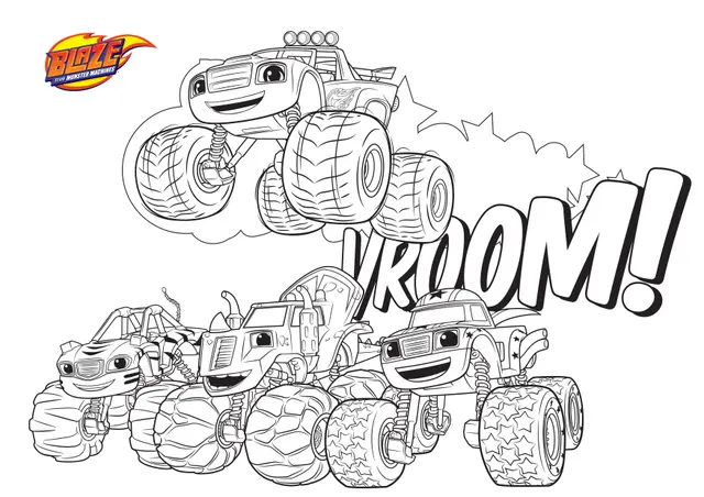 Coloriage Voiture Blaze 3 Monster Machines Vroom Vroom - Blaze et les Monster Machines à imprimer