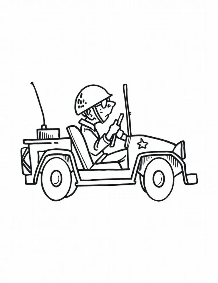 Coloriage Voiture Militaire - Voiture à imprimer