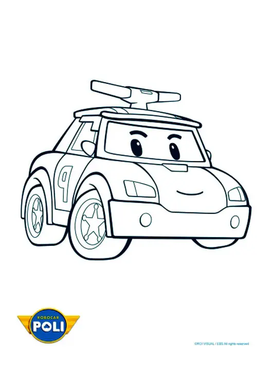 Coloriage Voiture Police Robocar Poli - Robocar poli à imprimer