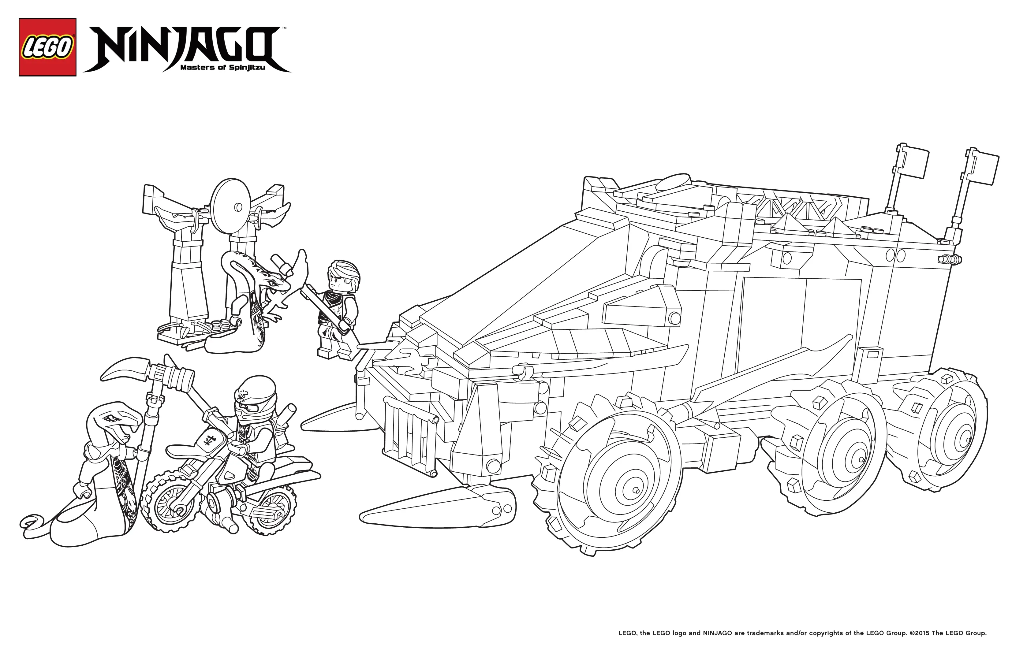 Coloriage Voiture Tank Moto Ninjago - Ninjago à imprimer
