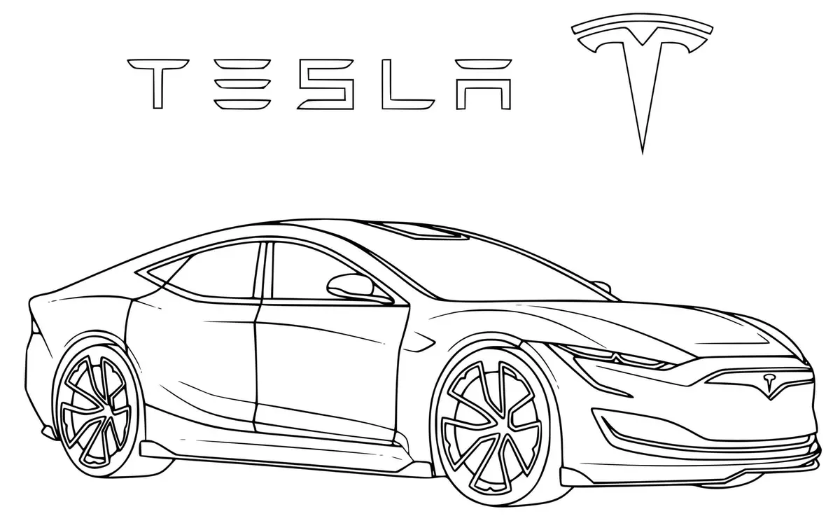 Coloriage Voiture Tesla - Voiture à imprimer