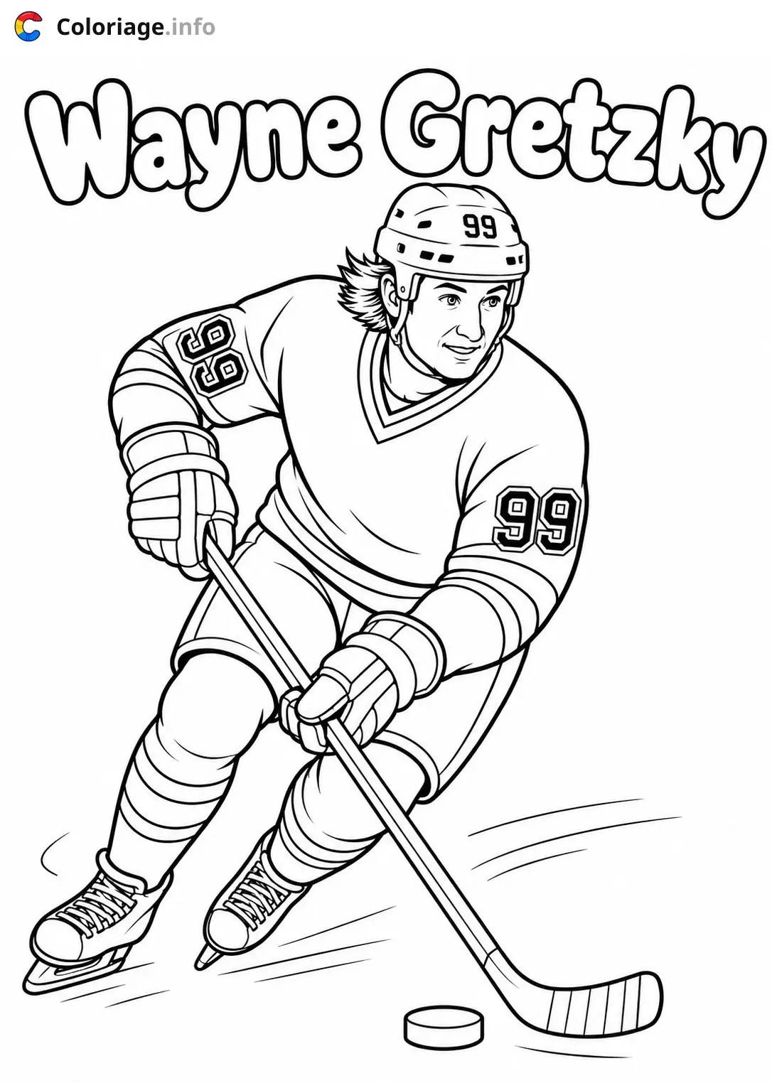 Dibujo de Wayne Gretzky, la leyenda del hockey para colorear