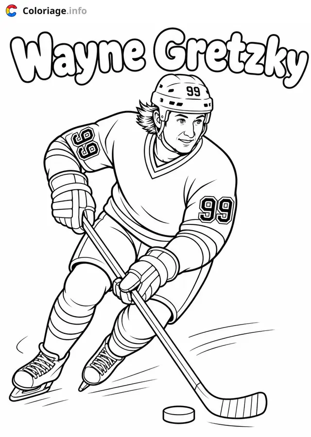 Coloriage Wayne Gretzky le joueur de hockey - Hockey à imprimer