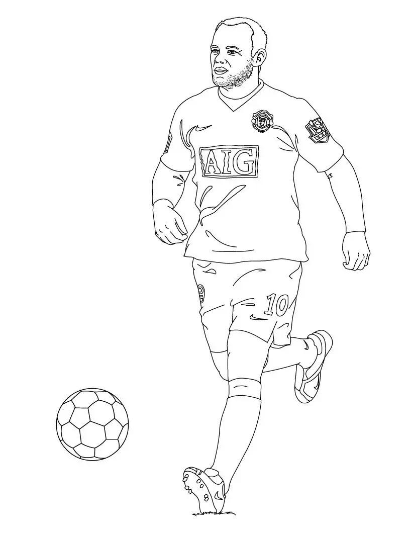 Coloriage Wayne Rooney Football - Foot à imprimer