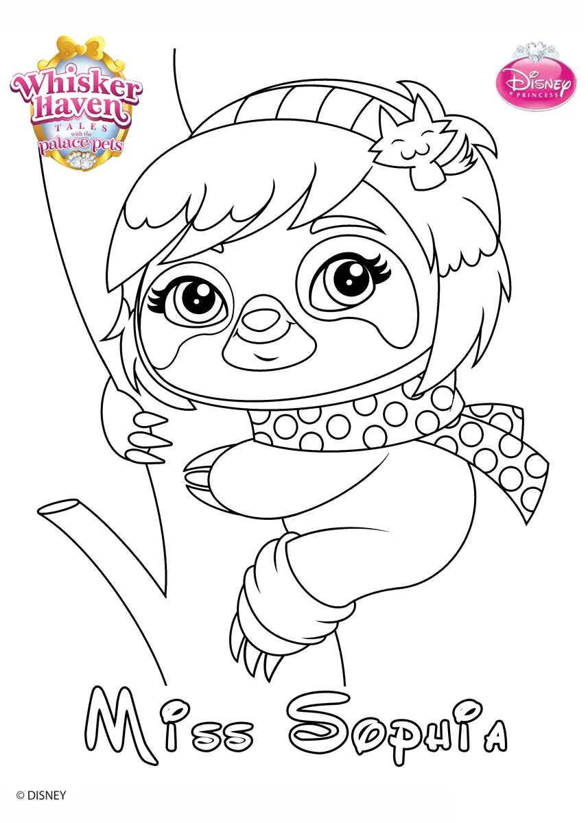 Coloriage Whisker Haven Miss Sophia Princess Palace Pet Disney - Palace pets à imprimer