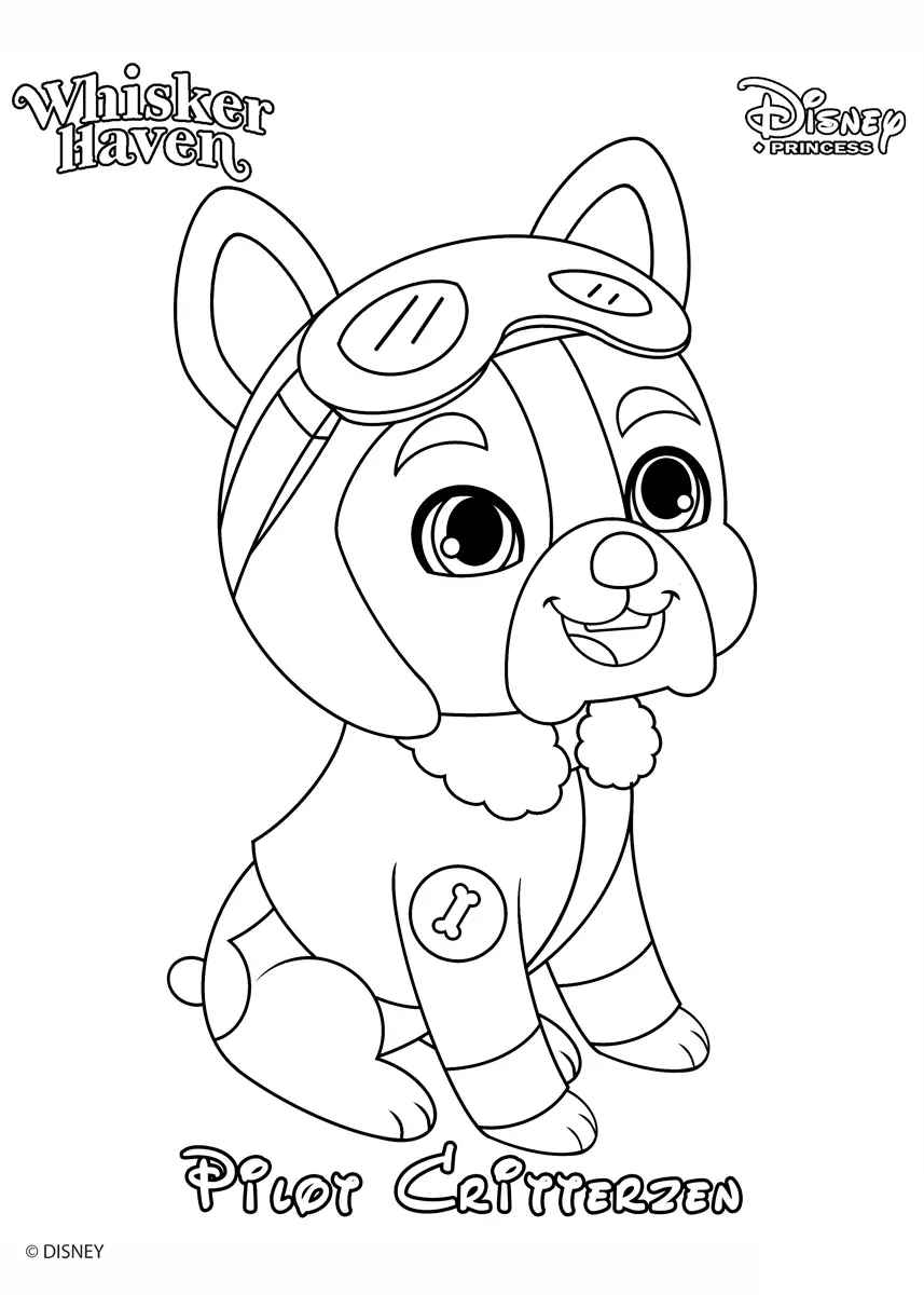 Coloriage Whisker Haven Pilot Princess Disney - Palace pets à imprimer