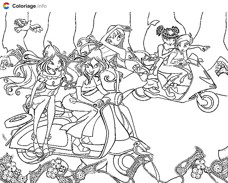 Winx Club Fairies Adventure coloring page to print
