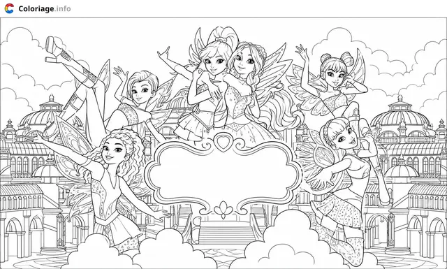 Coloriage Winx Club Les fées du royaume magique - Winx à imprimer