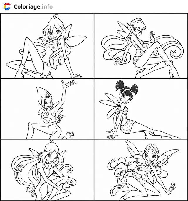Coloriage Winx Club Les filles magiques - Winx à imprimer