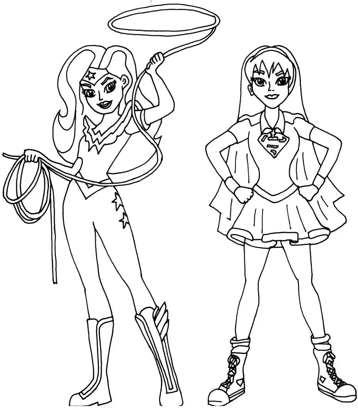 Wonder Woman and Supergirl coloring page to print