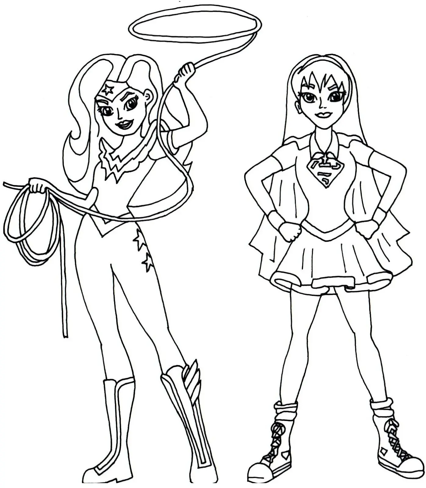 Coloriage Wonder Woman Et Supergirl - Super héroïne à imprimer