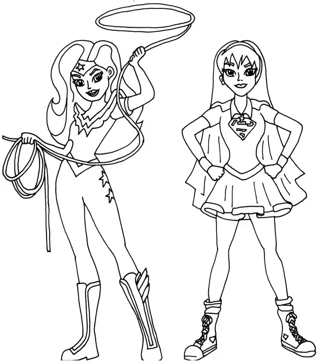 Wonder Woman and Supergirl coloring page to print