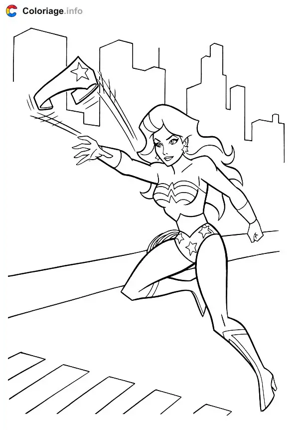 Wonder woman lance sa couronne coloring page to print