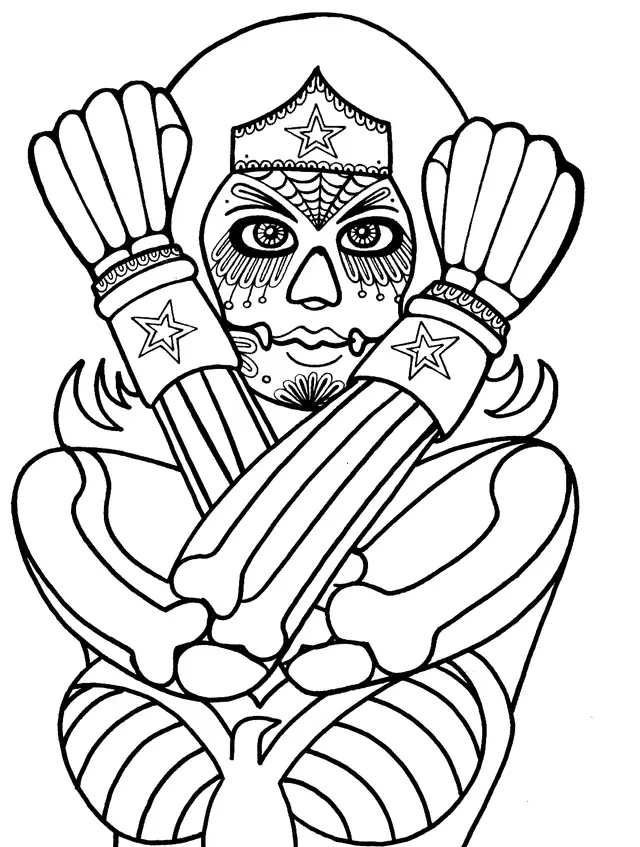 Wonder Woman Mandala Doodle Adult DC Comics coloring page to print