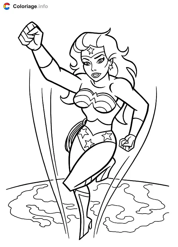 Wonder Woman Jumping coloring page to print