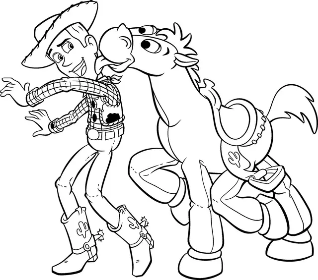 Woody And Bullseye Having Fun coloring page to print