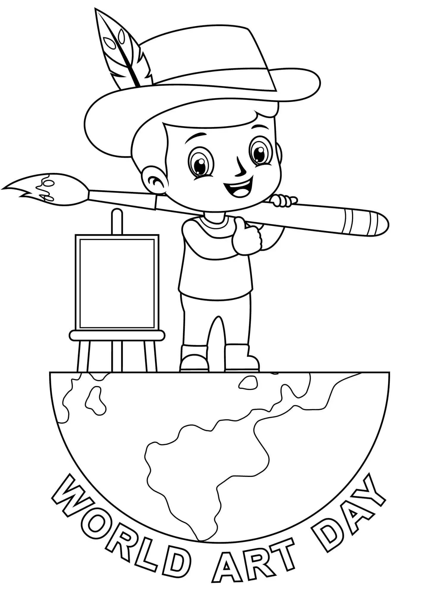 Coloriage World Art Day - Jour de la Terre à imprimer