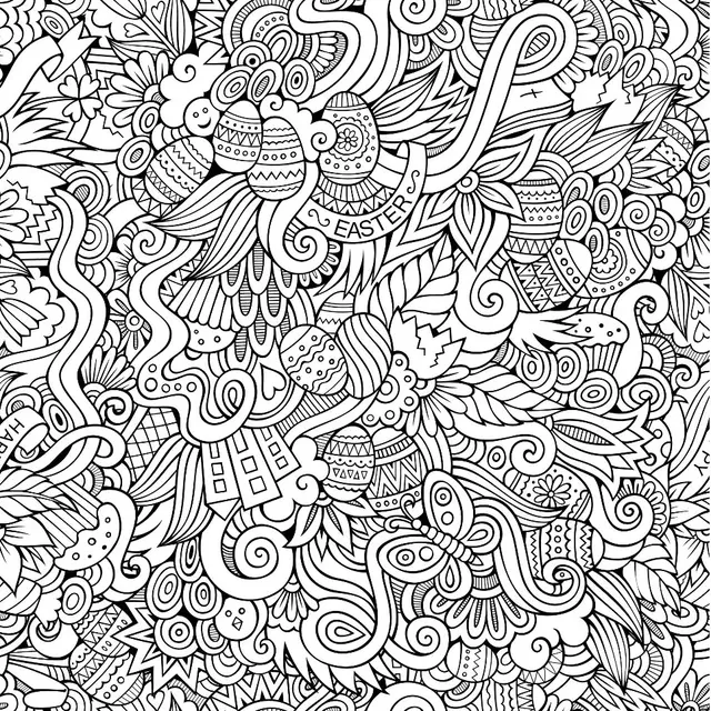 Dibujo de Pascua para adultos – Olga Kostenko para colorear