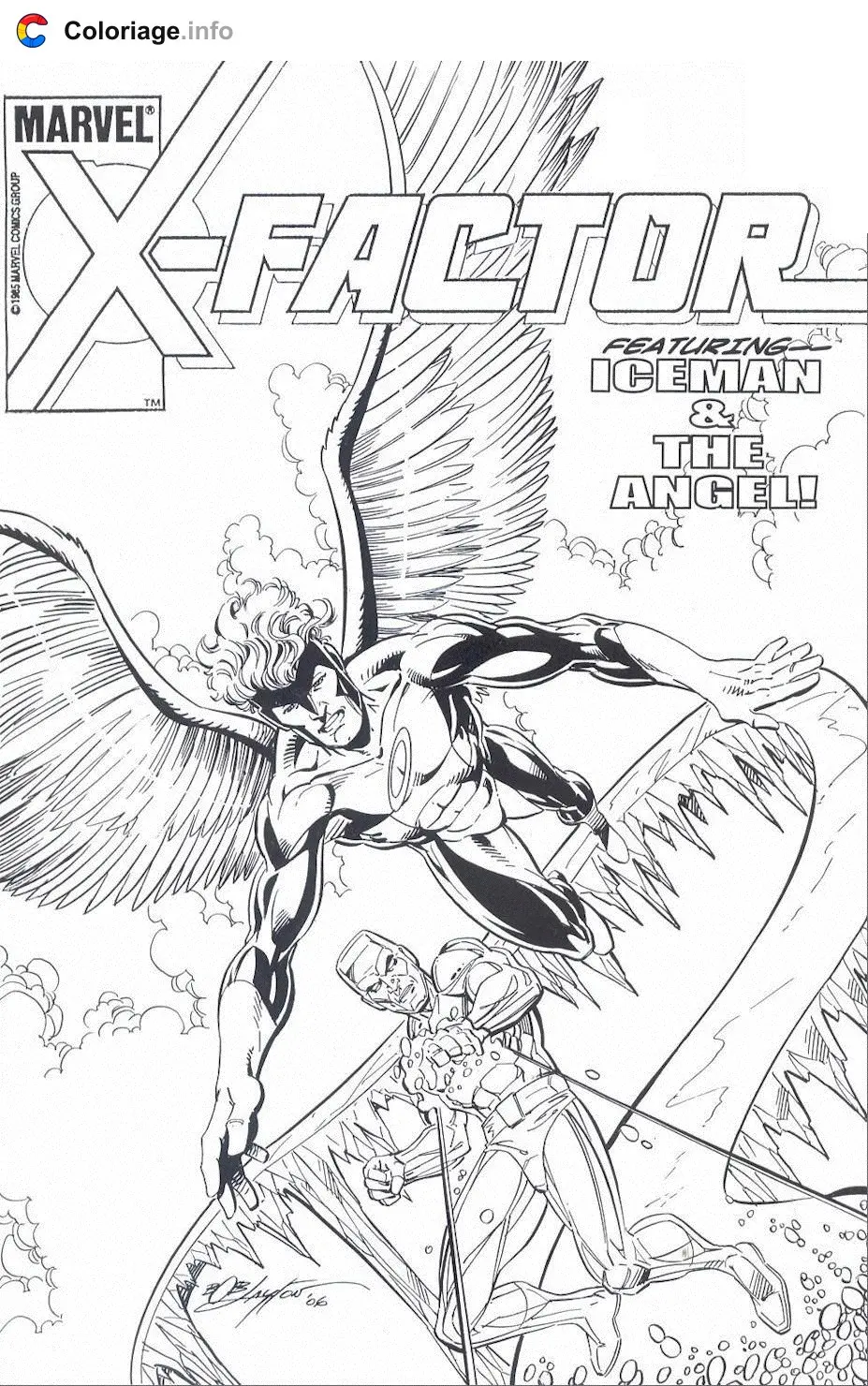 Iceman and Angel coloring page to print