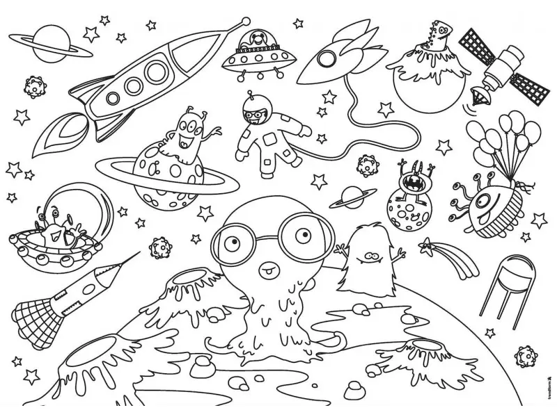 Coloriage Xxl Espace Planète Extra Teresstre - Xxl à imprimer