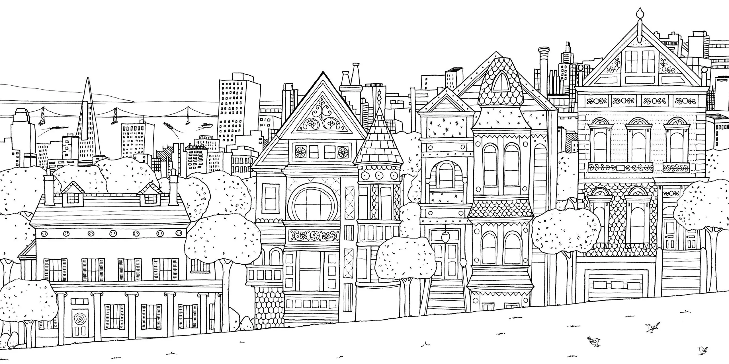Coloriage Xxl Maison Appartements Ville - Xxl à imprimer