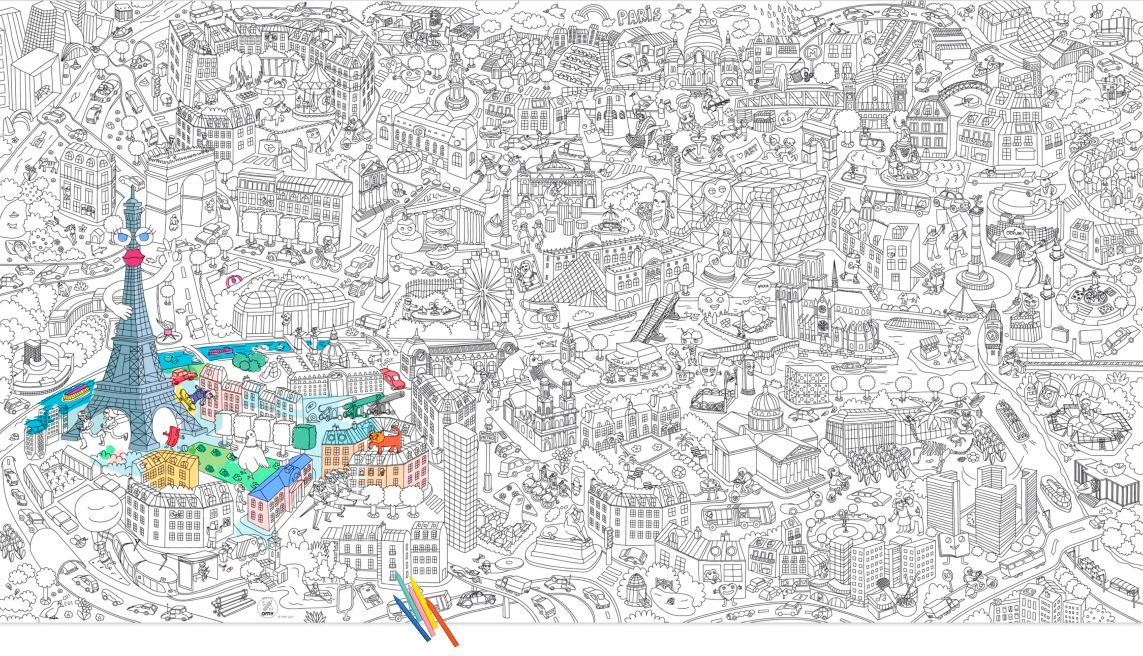 Coloriage Xxl Ville De Paris France - Xxl à imprimer