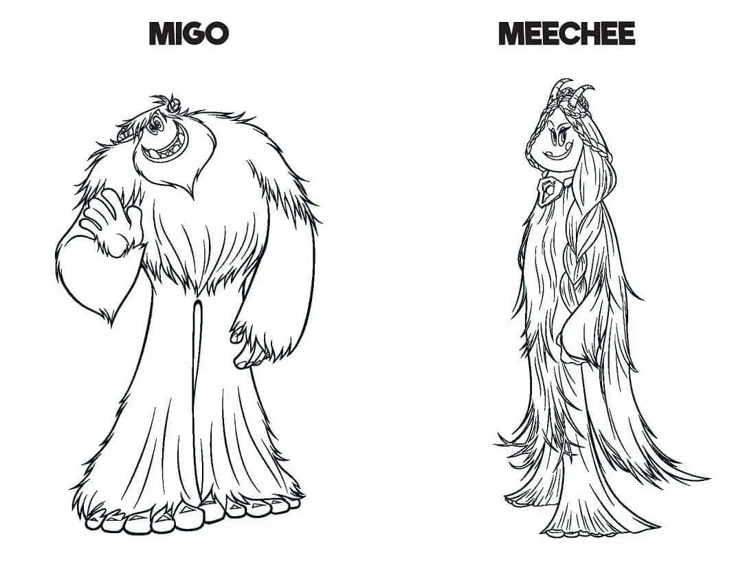 Smallfoot: Migo and Meechee coloring page to print