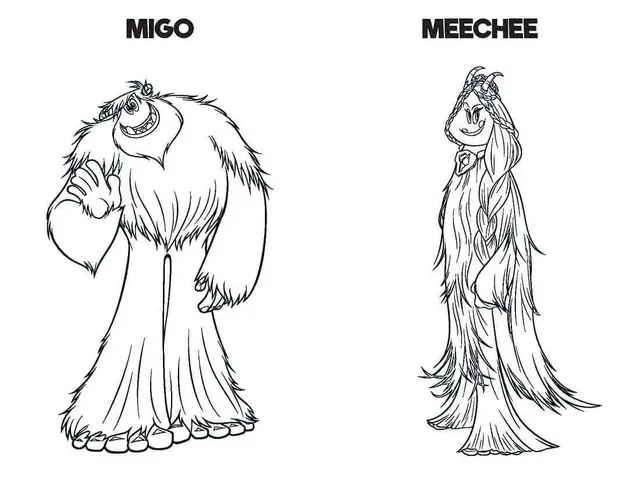 Ausmalbild Yeti und seine Freunde – Migo und Meechee zum Ausdrucken