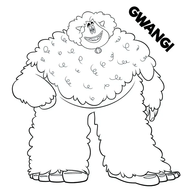 Ausmalbild Yeti und seine Freunde – Gwangi zum Ausdrucken