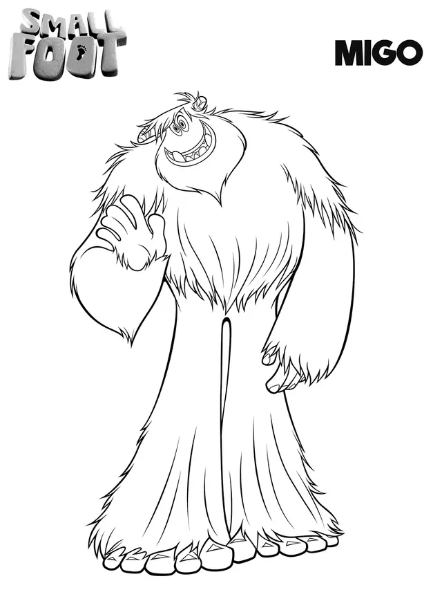 Ausmalbild Yeti und seine Freunde – Migo zum Ausdrucken