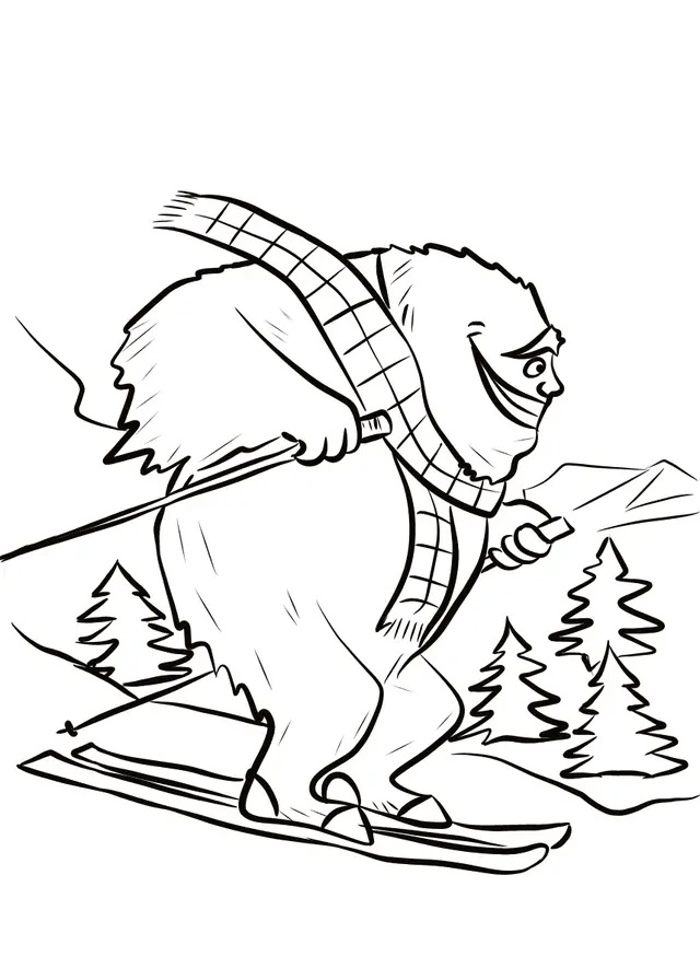Coloriage Yeti Fait Du Ski - Yeti à imprimer