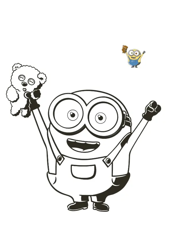 Coloriage Youpi Minion Est Heureux - Minions à imprimer
